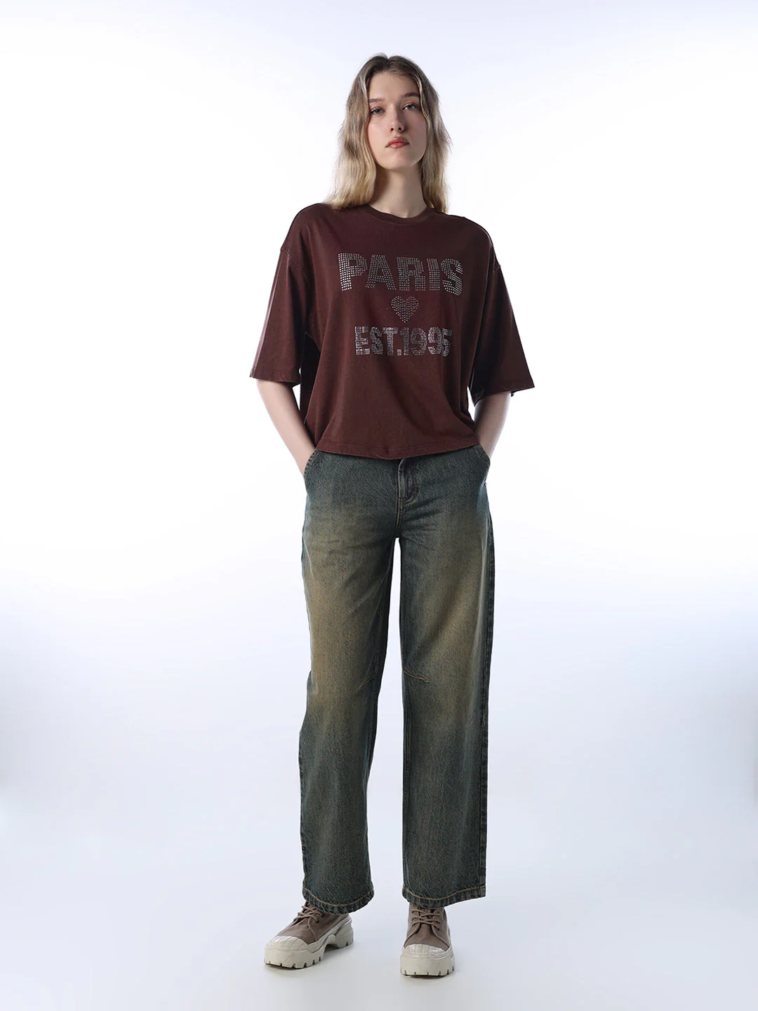 Rhinestone Detail Boxy T-shirt - Image 2