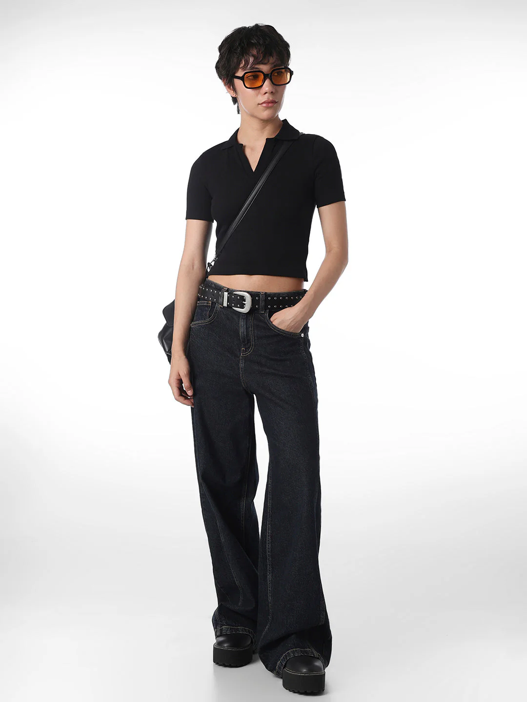 Black Cropped Polo