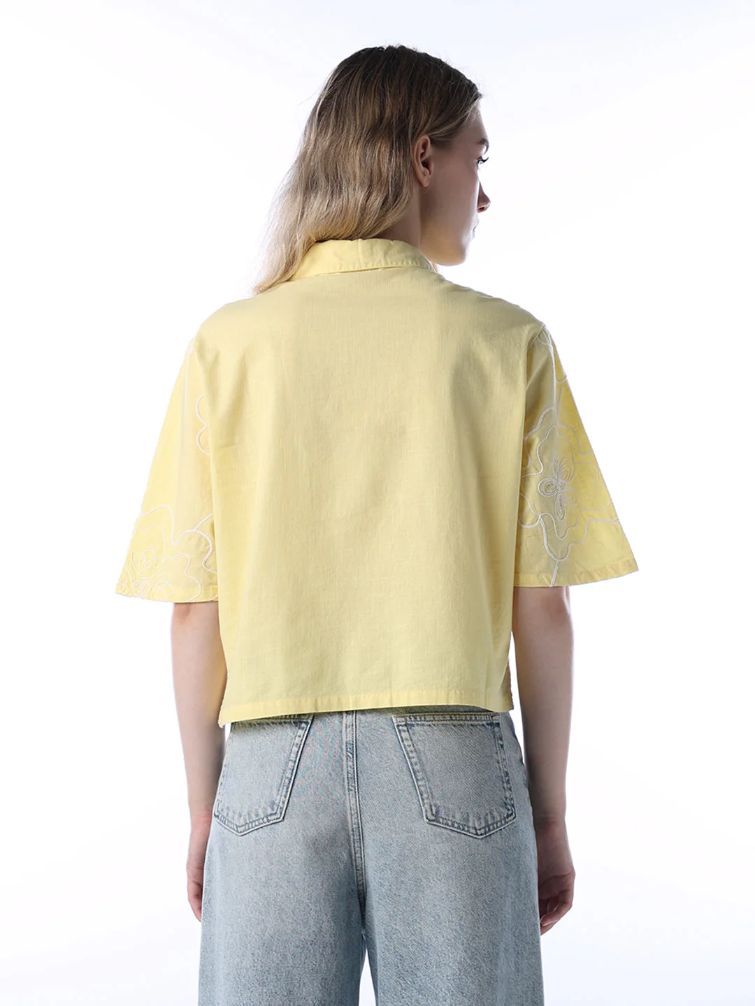 Yellow Embroidered Cotton Shirt - Image 6