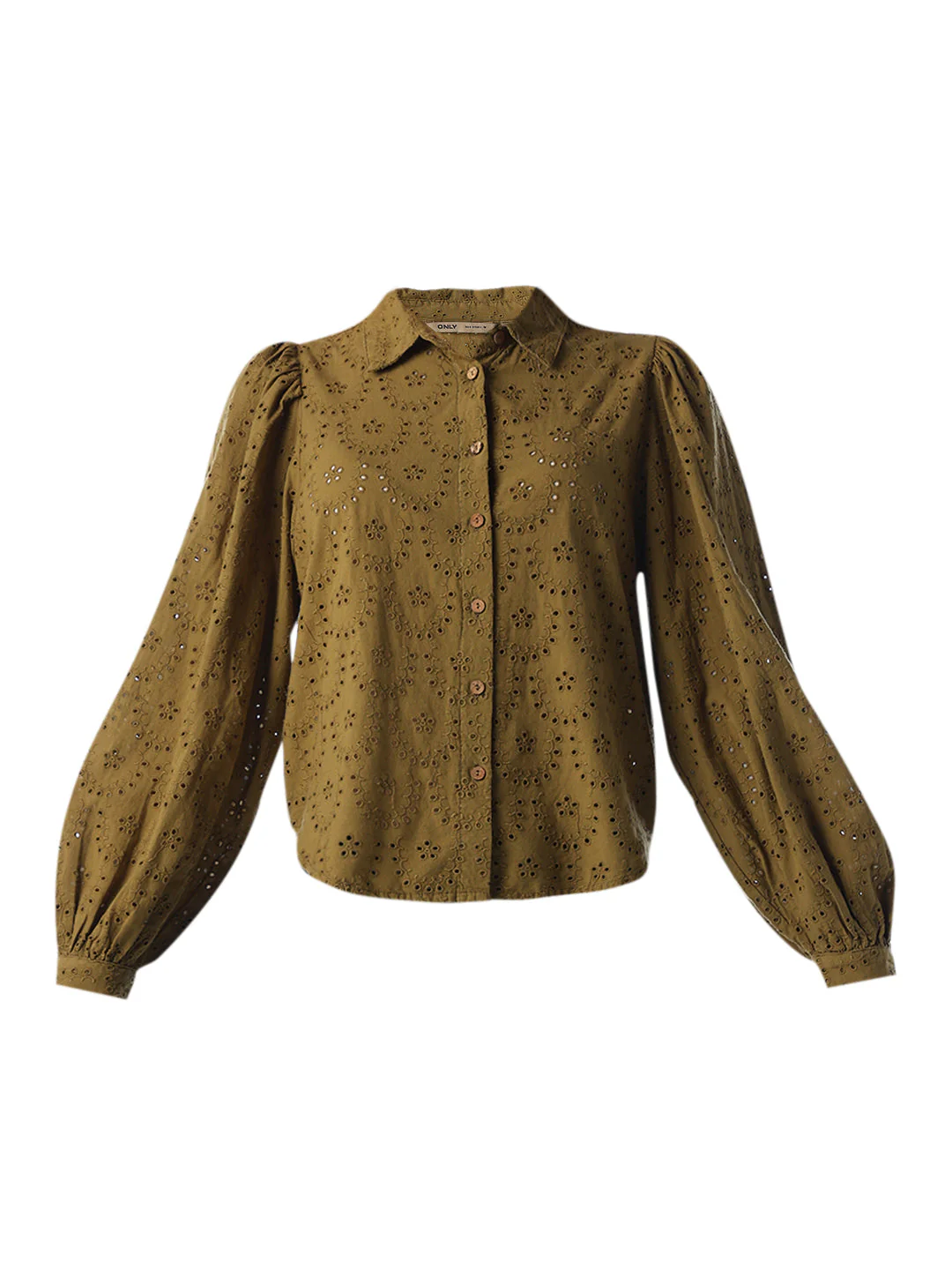 Olive Cotton Schiffli Shirt - Image 7