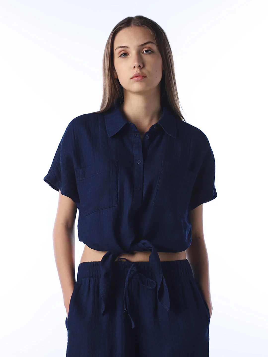 Seersucker Cap Knot Detail Shirt - Image 3