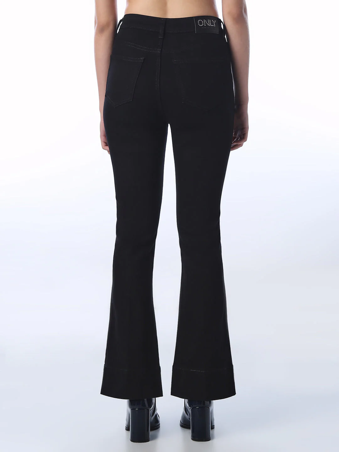 Black High Rise Flared Jeans - Image 5