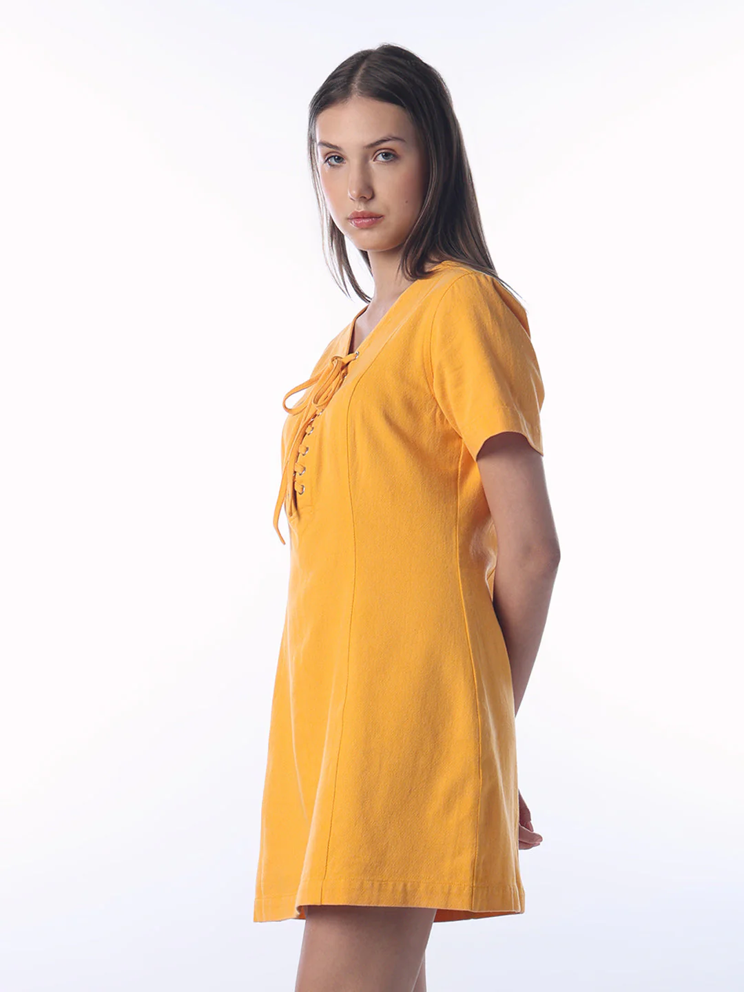 Lace-Up V-Neck Mini Dress - Image 5