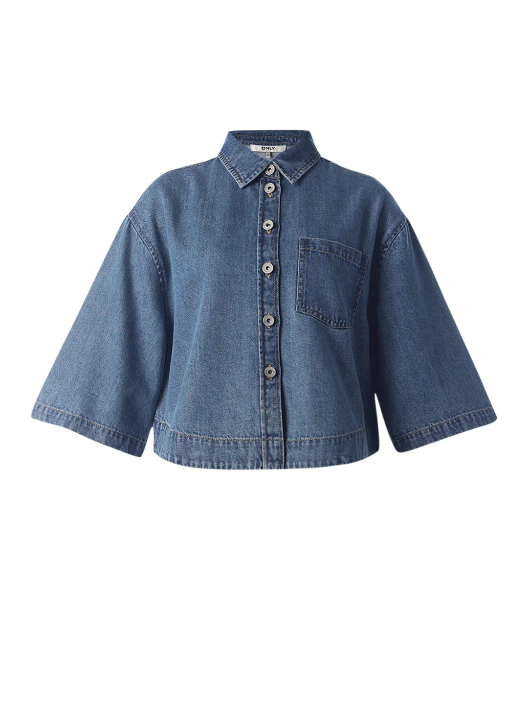Batwing Sleeve Boxy Fit Denim Shirt - Image 7
