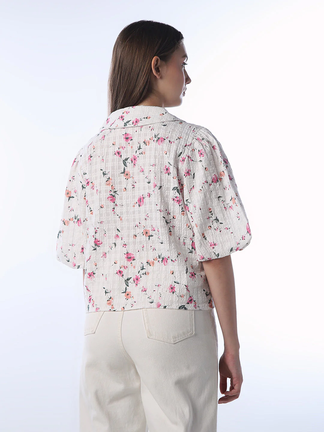 White Printed Cotton Shirt - Image 6